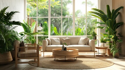 Modern Living Room with Biophilic Design and Natural Elements