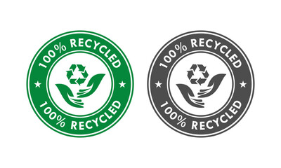100 percen recycled design badge template illustration