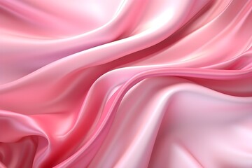 3d silk luxury texture background. Fluid iridescent holographic neon curved wave in motion pink background. Silky cloth luxury fluid wave banner.