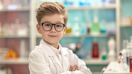 Fototapeta premium A Young Boy in the Lab