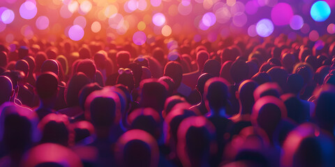 Neon-colored surface with a soft-focus festival crowd in the background, ideal for youthful, energetic product campaigns or music event promotions 