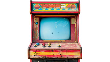 Vintage Arcade Game Machine-Retro Gaming Fun isolated on a transparent background