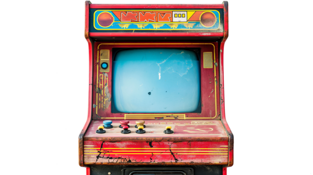 Vintage Arcade Game Machine-Retro Gaming Fun isolated on a transparent background
