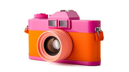 Pink digital camera isolated on a transparent background