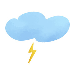 Cloud hand drawn watercolor vector illustration.