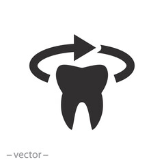 dental protection icon, teeth safety, flat symbol on white background - vector illustration