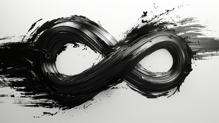 Monochrome brushstrokes form an infinite symbol in abstraction