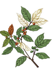 Elegant Botanical Illustration of Coffee