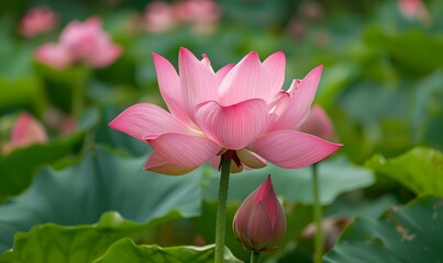 Obraz premium there are several lotus flowers blooming in different colors, Generative AI