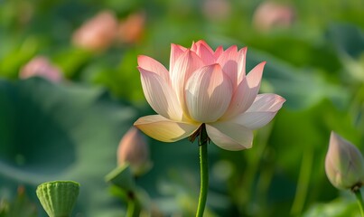 Fototapeta premium there are several lotus flowers blooming in different colors, Generative AI
