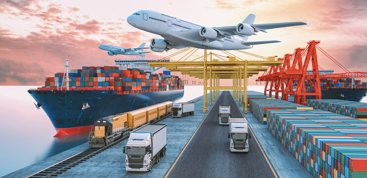 Logistics import export of containers cargo freight ship,
