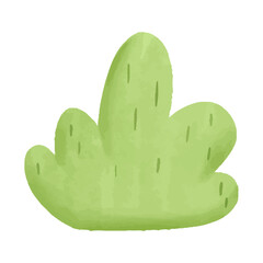 Watercolor vector illustration of a bush in childish style.