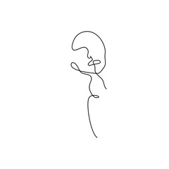 Woman face line drawing art. Abstract minimal female face icon, logo