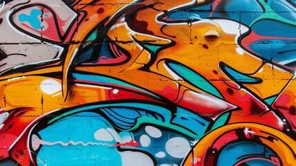 Colorful graffiti illustration; urban art and street culture concept.