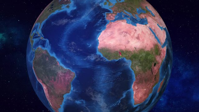 Togo: Earth 3D Animation featuring Country Flag in 4K Zoom, Showcasing Lom�'s Grand Marche