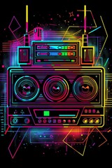 Fototapeta premium Abstract Neon Boombox Art