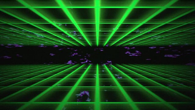 bright neon green retro wave perspective gridbackground, futuristic graphic visual