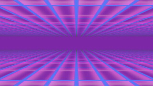 purple pink neon vaporwave retro perspective grid retro background, endless loop 3d animation