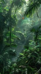 Verdant rainforests teeming with exotic wildlife