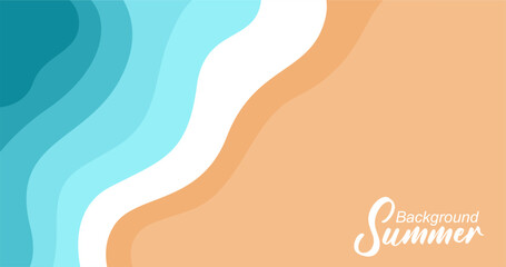 Vector illustration of sea waves background in flat style. Summer banner template.