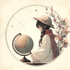 person with a globe