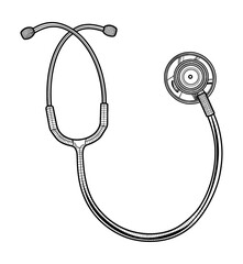 stethoscope engraving black and white outline