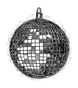 recommend clip art: disco ball engraving black and white outline
