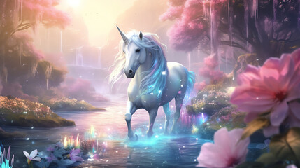 A unicorn is a legendary creature that has been described since antiquity as a beast with a single, straight horn projecting from its forehead.