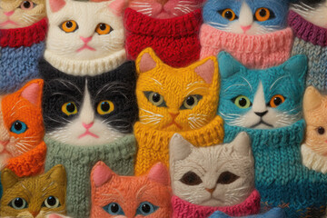 Fototapeta premium fleece art. kittens in sweaters