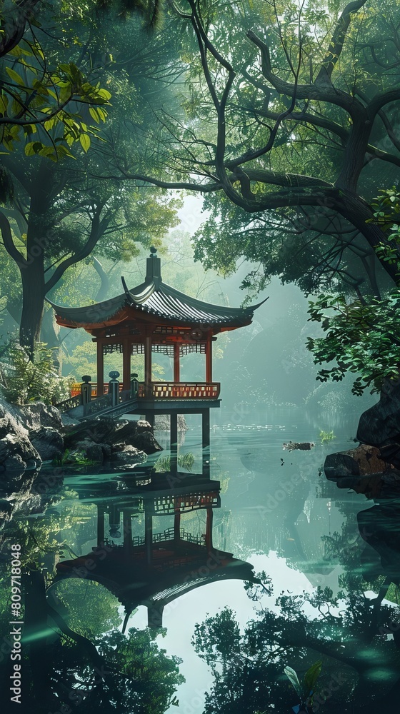 Poster calm and tranquil setting for deep reflection