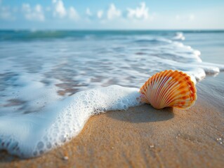 Obraz premium Seashell on the Beach, ocean, sunny