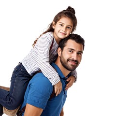 Obraz premium Portrait of a father and his daughter on a white background. Suitable for photos of certain products or events 