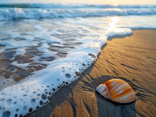 Obraz premium Seashell on the Beach, ocean, sunny