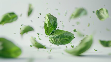 Obraz premium Clean and basic shot of a spinning piece of basil