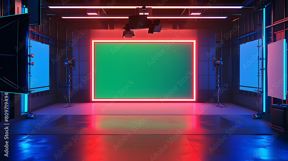 Poster Chroma tv screen studio virtual background