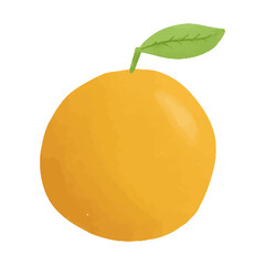 Watercolor vector illustration of an orange in childish style.