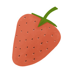 Watercolor vector illustration of a strawberry in childish style.