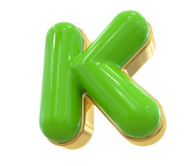 Letter K Yellow 3D Render