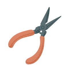 Hand drawn pliers in flat style. Repairing, prolongation of lifetime concept. Vector colored tool for maintain of home isolated on white background