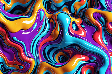 Abstract 3D fluid Endless background. Seamless colorful pattern.