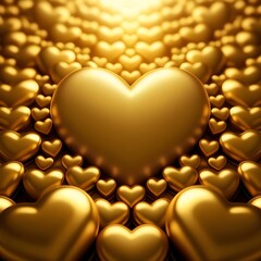 Fototapeta premium Love Hearts golden Background