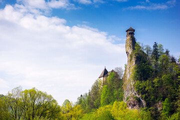 tower of orava castle on the high steep rock. one of the most beautiful castles in slovakia....