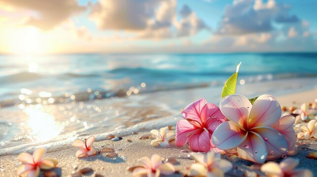 Colorful summer background with elements on borders.