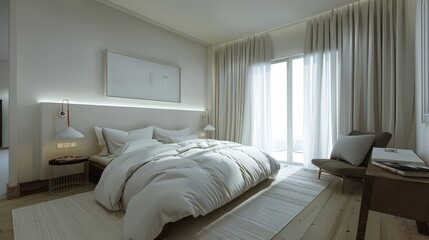 Contemporary bedroom with minimalist aesthetic