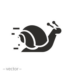 slow snail speed icon, acceleration or jerk, slug flat symbol on white background - vector illustration