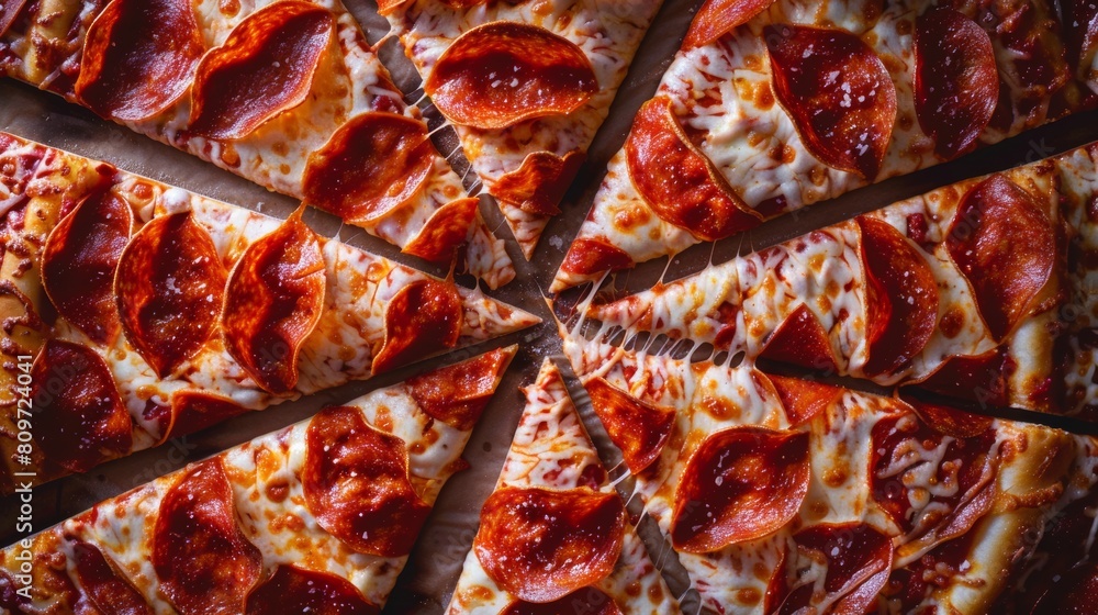 Poster dynamic layout of rotating pizza slices in a dynamic pattern