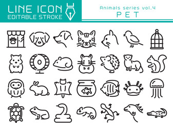 Fototapeta premium ラインアイコン 動物シリーズvol.4 ペット用動物