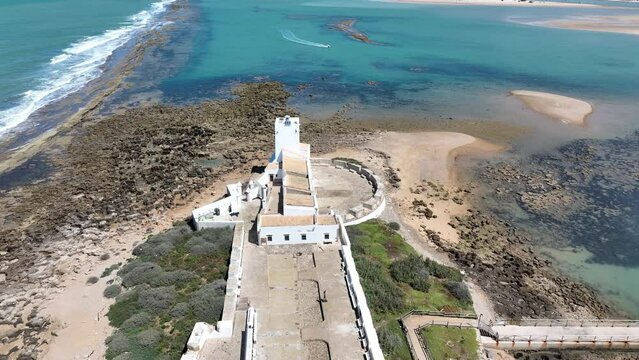 vista a&eacute;rea del castillo de Sancti Petri en el termino municipal de San Fernando, Espa&ntilde;a