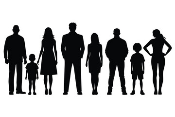 General Adult People black Silhouettes Set on white background design