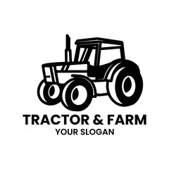 Farm tractor logo design. Tractor logo for agricultural farming. Farm tractor logo design template